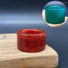 Cluster Ringen Blauwe Jade Ring Natuursteen Handgesneden Prachtige Patroon Rode Jades Stenen Duim Mannen Vrouwen Genezing Edelsteen fijne Sieraden