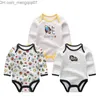 Kläder Tecknade flickkläder för bebisar 3 stycken nyfödda Hudnära plagg bomull bebiskläder för pojkar 0-12M höst vårtryck långärmad jumpsuit Z230710
