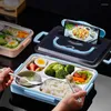 Dinnerware Sets Lunch Box Student Canteen Heating Bento Portable Fast Insulation Compartments 304 Stainless Steel Plate