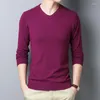 Männer Pullover Herbst Stretch Lose Pullover Klassische Mode Einfarbig V-ausschnitt Langarm Pullover Männlich Marke Gestrickte Tops