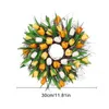 Decoratieve Bloemen Bloem Kunstmatige Lente Tulpenkroon Met Klimop Bladeren Voor Voordeur
