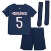 espnsport 23 24 MBAPPE SERGIO RAMOS Kids Kit Camisas de futebol KIMPEMBE Home Away 3º 4º Camisas de futebol DRAXLER VERRATTI Uniformes infantis