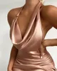 Casual Jurken Sexy Jurk Party Halter Vestidos Zijde Vrouwen Mouwloze A-lijn Spaghetti Band Zomer Club Boven Knie Mini