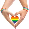 Confezione regalo 500pcs Gay Pride Striped Love Rainbow Heart Ribbon San Valentino Adesivo a sostegno del nastro di diffusione LGBT