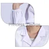 Others Apparel Women Men Unisex Long Sleeve White Lab Coat Notched Lapel Collar Button Down Medical Nurse Doctor Uniform Tunic Blouse w Pocket x0711