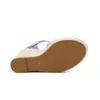 Style 8418 Slope Sandals كعب أصلي جلد البقر البقر العلوي من جلد الغنم العلوي بطانة الحبل الكلاسيكية والمريحة أحذية مريحة
