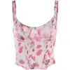 Débardeurs pour femmes été Floral imprimé Bustier Camis hauts femmes sangle Bralette couronne ceinture minceur taille coupe basse Corset irrégulier