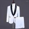 男性用スーツ 2023 カジュアル刺繍新郎結婚式フラワースーツコートズボン/パフォーマンス司会ホスト 2 個ブレザージャケットパンツセット
