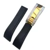 20mm Soft Black Rubber Silicone Watch Band ROL 111261 SUBGMTYM Accessories bracelect with Silver Clasp2839045