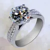 Luxe Designer Oversized Zirkoon Titanium Stalen Ring Moissanite Verlovingsringen Voor Vrouwen Wedding Party Sieraden