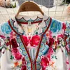 Robes Décontractées Automne Hiver Vacances Fleur Robe Longue Femmes Col En V Simple Boutonnage Lanterne Manches Rétro Imprimer Bohème Vestidos Robes