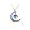 Pendant Necklaces Fashion Drusy Druzy Necklace 12Mm Mermaid Scale Fish Rainbow Sequins Moon For Women Lady Jewelry Drop Delivery Pend Dhpdi