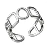 Cluster Rings Charm S925 Sterling Silver Ring Hollow Round Square Geometryczny Wszechstronny Palec wskazujący Temperament