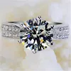 Luxe Designer Oversized Zirkoon Titanium Stalen Ring Moissanite Verlovingsringen Voor Vrouwen Wedding Party Sieraden