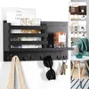 Storage Holders Racks Key Holder for Wall with Shelf Rustic Mail Organizer Wall Mount Wooden Entryway Hanging Mail Organizer Home Storage Holder Racks 230710