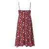 Casual Dresses Lace-Up Floral Print Summer Dress Sexy Strappy Hight Split Boho Backless Holiday Sundresses Women Robe Femmes