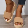 Slippers JMPRS Knitted Wedges Slippers for Women Summer Chunky Platform Wedge Heels Sandals Woman Light Thick Sole Beach Shoes Mujer 230710