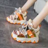 Sandals Comemore Leisure Lady Platform Chunky Mixed Color Shoes Sports Wedge White Women High Heel Beach Casual 34 230711