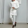سروال Kaftan Man يضع السراويل أعلى السراويل طويلة الأكمام t قميص بنطلون 2pcs بدلات الذكور