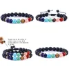 Charm Bracelets 8Mm Natural Stone Black Lava Weave 7 Chakra Healing Aromatherapy Essential Oil Diffuser Bracelet For Women Men Jewel Dhbjt