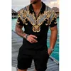 Mens Tracksuits Summer Men Men Polo Shorts مجموعات عالية الجودة من المقاطعات غير الرسمية 2 قطعة الدعاوى ثلاثية الأبعاد طية صدرية ستوليت سيرت فاخرة الرجل الملابس 230710