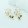 Femmes élégantes européennes pierres précieuses colorées fleurs douces boucles d'oreilles marque 3A Zircon s925 boucles d'oreilles en argent charmante femme 18k plaqué or boucles d'oreilles bijoux cadeau