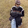 Bluzki damskie Wysokiej jakości haft Baseball Uniform Koszula zapinana Płaszcze Mężczyźni Kobiety Hip Hop Oversize Krótki rękaw Topy Luźny Casual