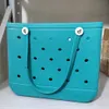 Shopping Bags Soft Silicone EVA Beach Standing Tote Bags Handbag Hollow Out Holes Waterproof Rubber Basket Bag Summer Beach Towels Storage Bag 230711