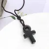 Pendentif Colliers Obsidienne Naturelle Égypte Ancienne Crux Ansata Anka Croix Crucifix Collier Charme Énergie Quartz Balancent Ras Du Cou Amulette Bijoux