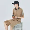 Men's Tracksuits Summer Tracksuit For Men Casual Outfits Sports Sets Solid Loose Short Sleeve Shorts Mens 2 Piece Sportswear Plus Size L-8XL