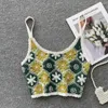 Women's Tanks Women Indie Folk Hollow Out Knit Camis Hook Flower Tube Tops Embroidery Off Shoulder U Neck Tank Summer Sleeveless Crop Top