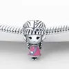 925 Silver Fit Pandora Charm Rose Pin