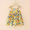 Vestidos para meninas Vestidos para meninas Estampa infantil Princesa Sling Verão Coreano Roupas infantis Alça espaguete Bebê Vestidos florais