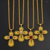 Wisiorek naszyjniki Annio etiopski krzyż z Rhinestone afrykańska biżuteria erytrejskie akcesoria ślubne #161616