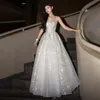 Novos vestidos de formatura com strass e elegantes vestidos de noite com aplicação de linha A plus size vestido formal de tule até o chão brilhante plus size vestidos de baile à noite vestido