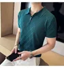 Polos pour hommes 2023 Style coréen été décontracté polos tricotés/homme Slim Fit mode fermeture éclair conception évider chemises S-3XL