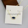 Pendant Necklaces Pendant Necklaces Necklace Blue Stone Real 18K Gold Plated Dangles Glitter Jewelries Letter Gift With free dust bag x0711
