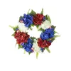 Dekorativa blommor Sladdlös Holiday Trim Set Border Independence Day Krans Röd och blå hortensia Dekorationsår för ytterdörr