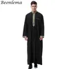 Beonelama ウォモサウジイスラム服アバヤスタンドカラースムーズトーブインドドレス Jubah イスラム服男性 3XL オム Robes2885