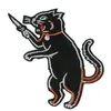 Zwarte kat neemt een mes grappige cartoon geborduurd opstrijkbare patch kinderen favoriete badge DIY applique kleding patch embleem Shippi237o