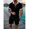 Mens Tracksuits The Waves Tracksuit 3D Print Polo Shirts Shorts Sets 2 Pieces Oversized Short Sleeve Shirt Pants Set Suits Man Clothing 230710