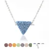 Pendentif Colliers Colorf Triangle Pierre De Lave Perle Collier Diy Aromathérapie Diffuseur D'huile Essentielle Pour Les Femmes Bijoux Drop Delivery Pe Dh2U5