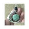 Pendant Necklaces Fashion Circle Lava Stone Moon Necklace Volcanic Rock Aromatherapy Essential Oil Diffuser For Women Jewelry Drop D Dhl3E