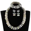 Halsband Örhängen Set Chunky African Coral Beads Smycken Real Bead Brudkorall/Guld Dubai Kvinnor CNR022