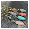 Pendentif Colliers Pierre Naturelle Oeil De Tigre Stoneturquoise Opale Rose Cristal Ovale Pour Les Femmes Reiki Guérir Pendum Charmes Collier Goutte Del Dhqcz