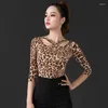 Stage Wear Latin Dance Shirt Female Adult Costume Short-sleeved Show Competition Modern Clothes Training Skills National Standard