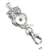 Key Rings 6Styles Snap Jewelry Button Chains Crystal Owl 18Mm Keychains Keyring For Women Drop Delivery Dhudz