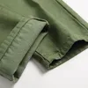 Jeans da uomo Personalità Strappato Denim americano di grandi dimensioni europeo e verde militare