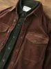 Camisas casuais masculinas outono e inverno americana retrô grossa de veludo cotelê cor sólida blusas de bolso de manga comprida puro algodão 230710