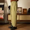 Men's Pants Red Ankle Length Double Pleated Retro Men Cropped Trousers Gurkha